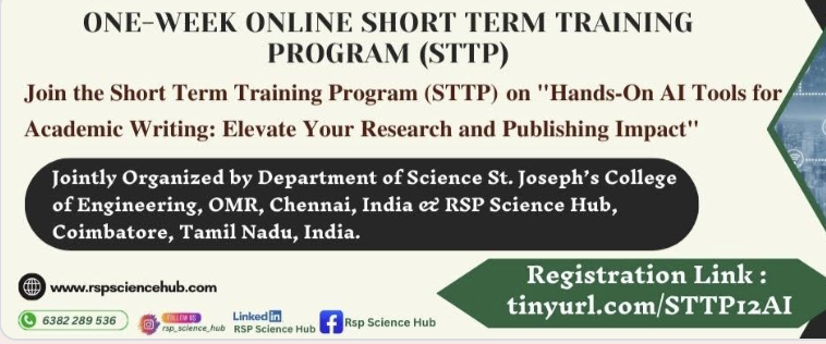 STTP on Hands-On AI Tools for Academic Writing: Elevate Your Research and Publishing Impact 2024 Training Program Poster